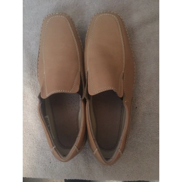 New Massimo Castello Shoes Mocacin Loafers Tan Sz 10 Maroon Msrp $148 - Picture 2 of 8